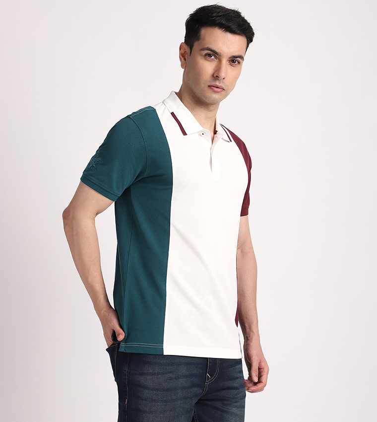 Color Block Short Sleeves Polo T-Shirt