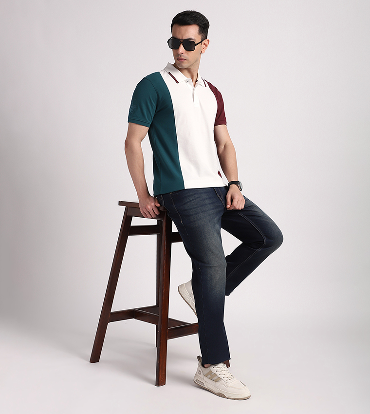 Color Block Short Sleeves Polo T-Shirt