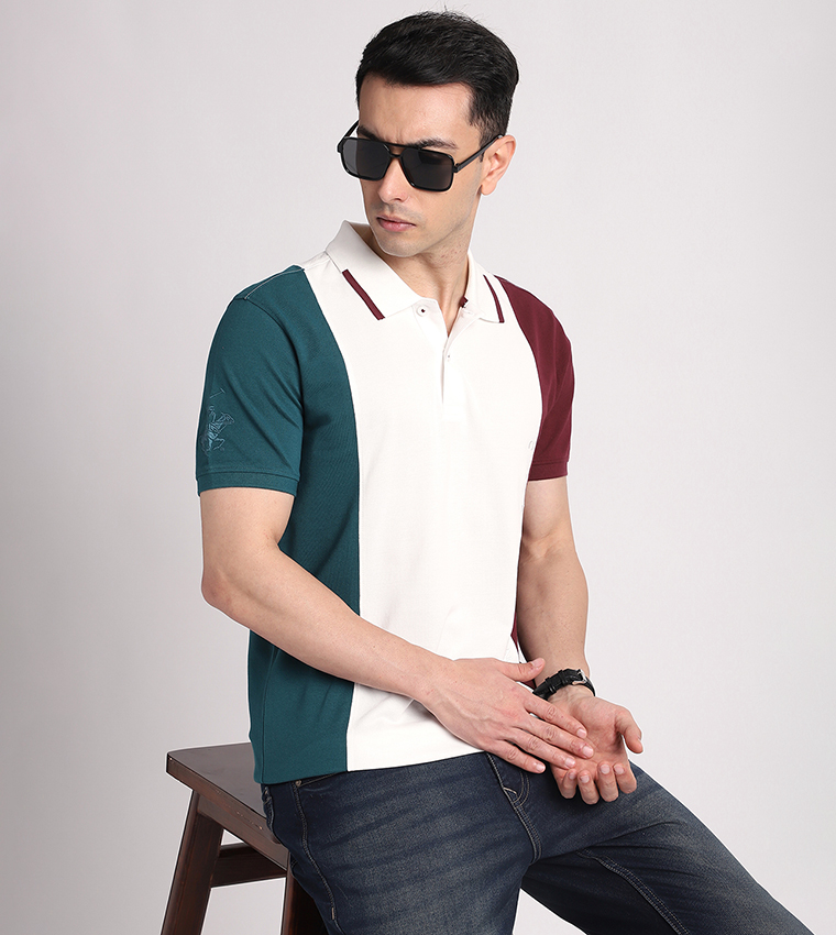 Color Block Short Sleeves Polo T-Shirt
