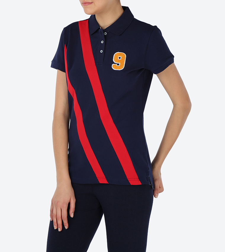 Buy Austin Reed Diagonal Striped Polo Shirt Navy In Navy 6thstreet Uae