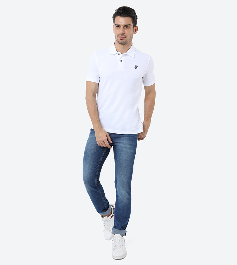 Core Stretch Pique Polo - White