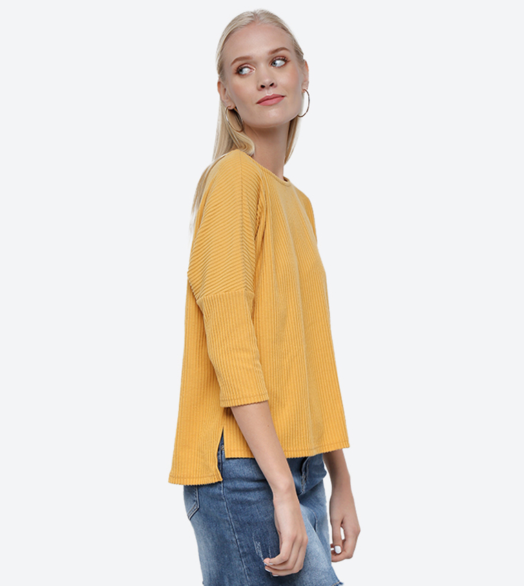 Buy Vero Moda Knitted Round Neck Three Quarter Sleeves High Low