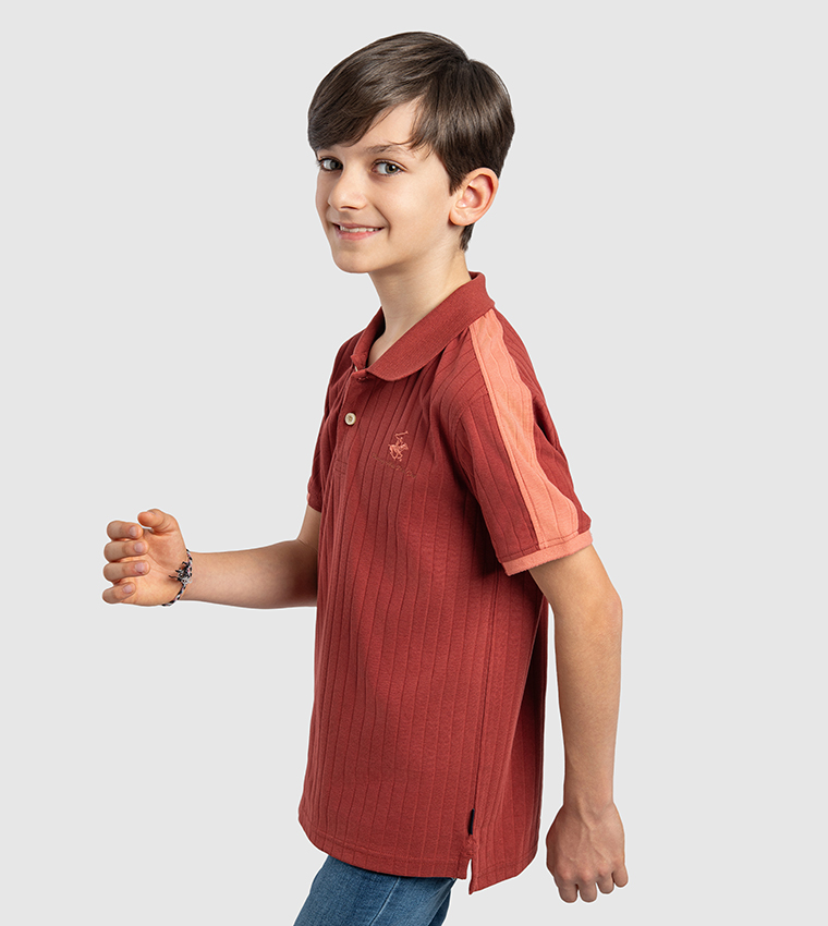 Ribbed Short Sleeves Polo T-Shirt