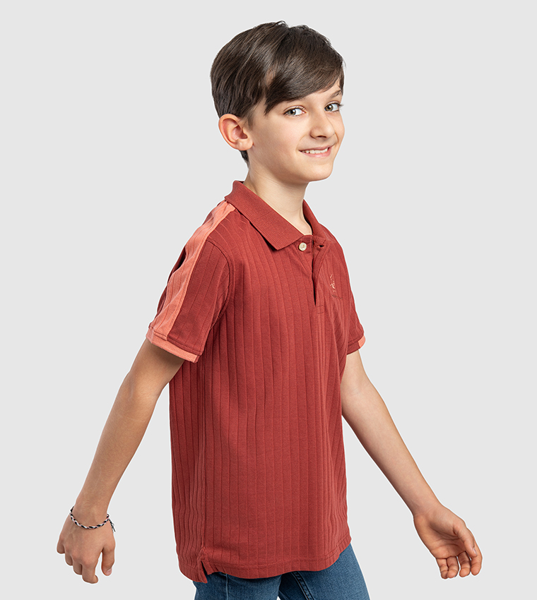 Ribbed Short Sleeves Polo T-Shirt