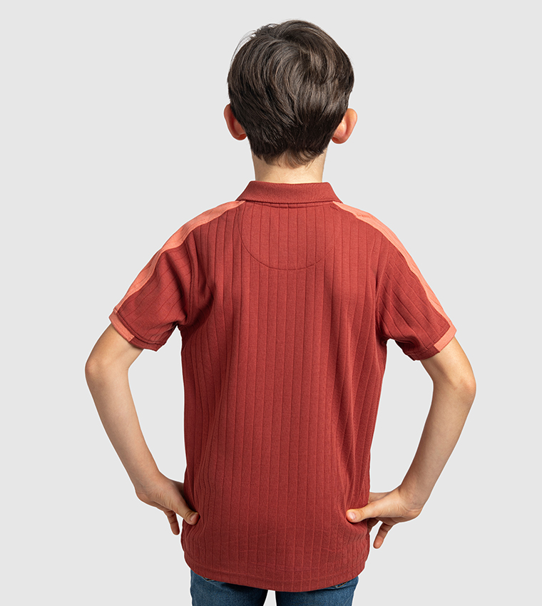 Ribbed Short Sleeves Polo T-Shirt