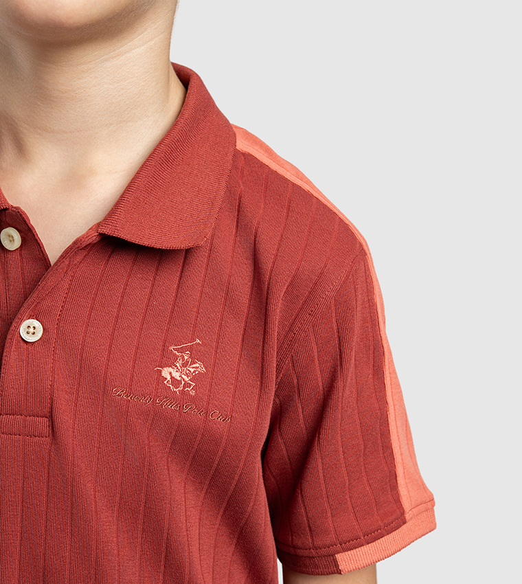 Ribbed Short Sleeves Polo T-Shirt