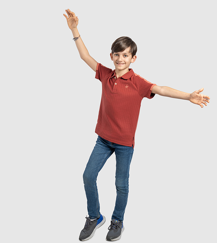 Ribbed Short Sleeves Polo T-Shirt