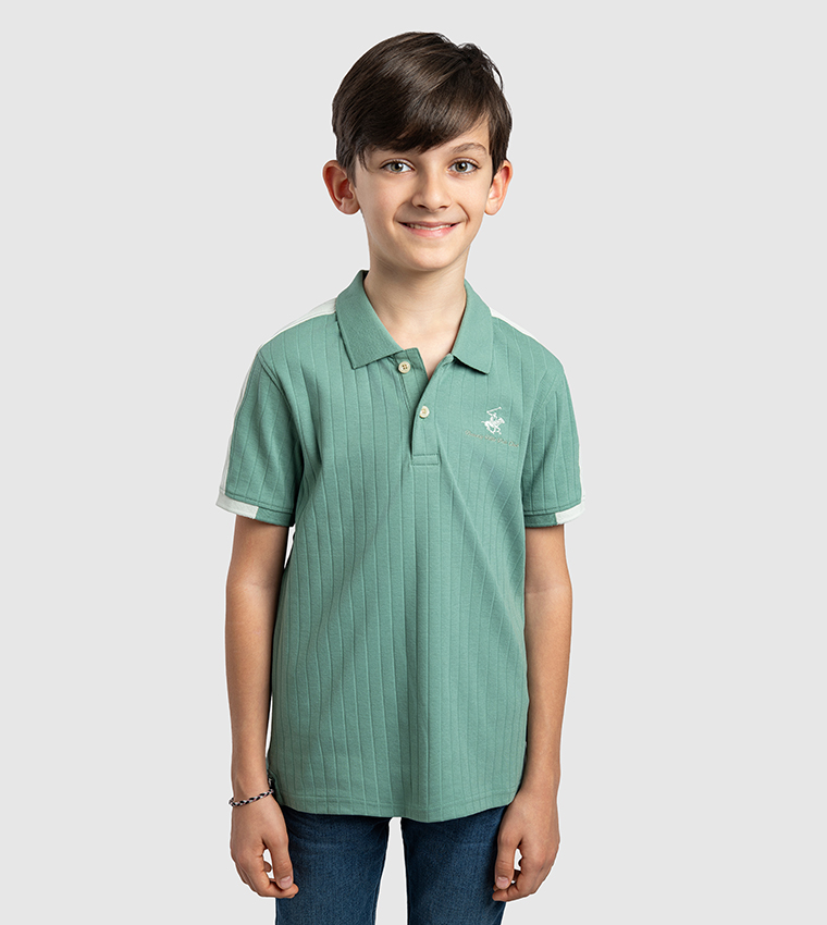 Ribbed Short Sleeves Polo T-Shirt