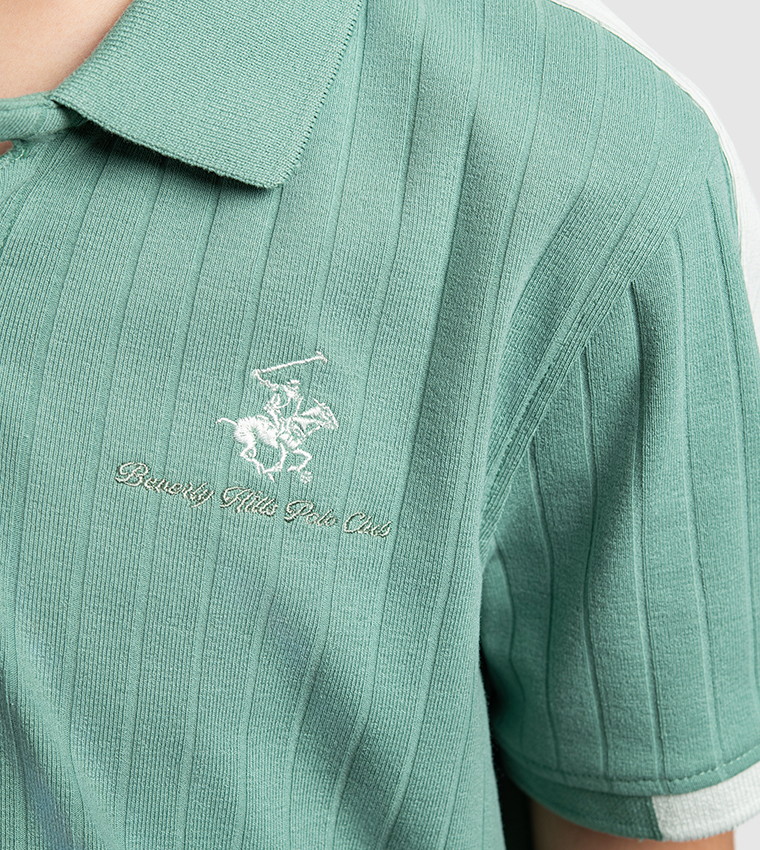 Ribbed Short Sleeves Polo T-Shirt