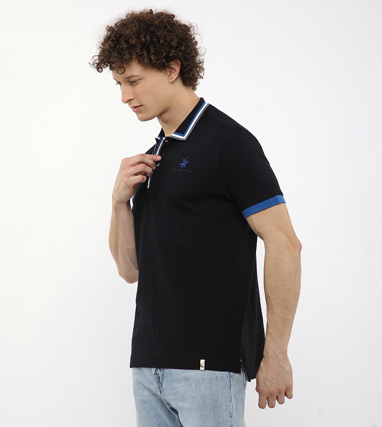 Contrast Tipping Short Sleeves Polo T-Shirt