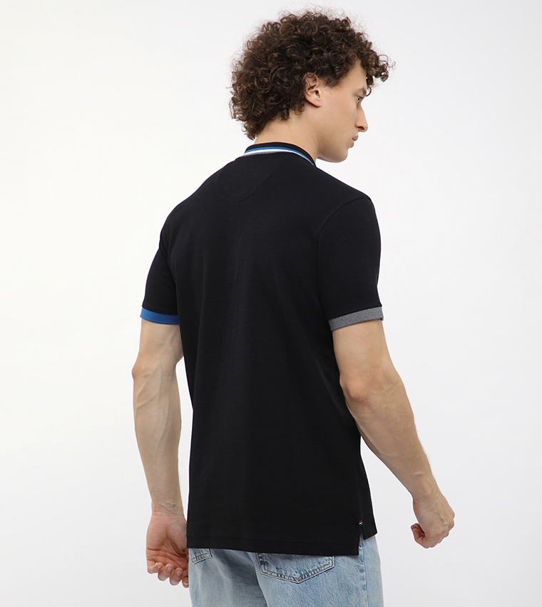 Contrast Tipping Short Sleeves Polo T-Shirt