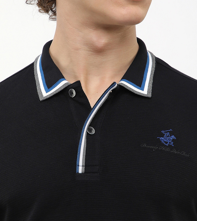 Contrast Tipping Short Sleeves Polo T-Shirt