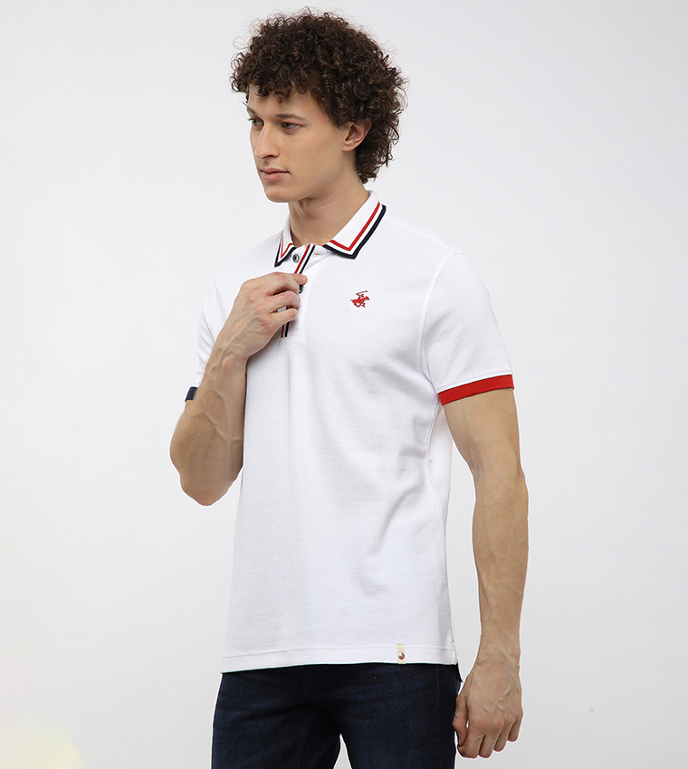 Contrast Tipping Short Sleeves Polo T-Shirt