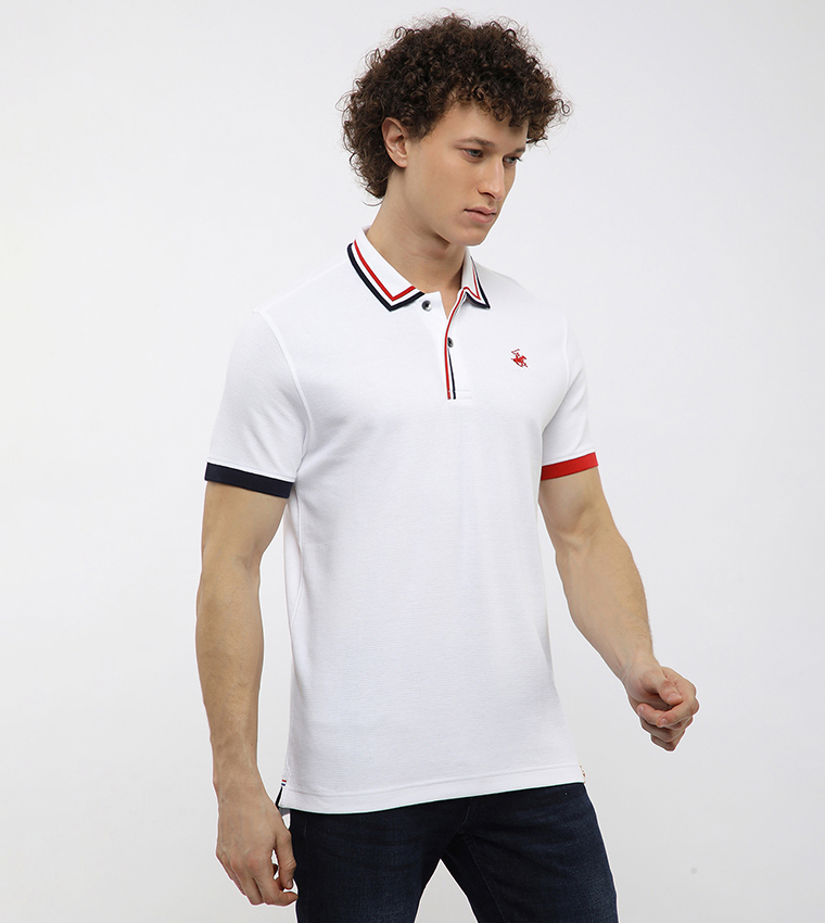 Contrast Tipping Short Sleeves Polo T-Shirt