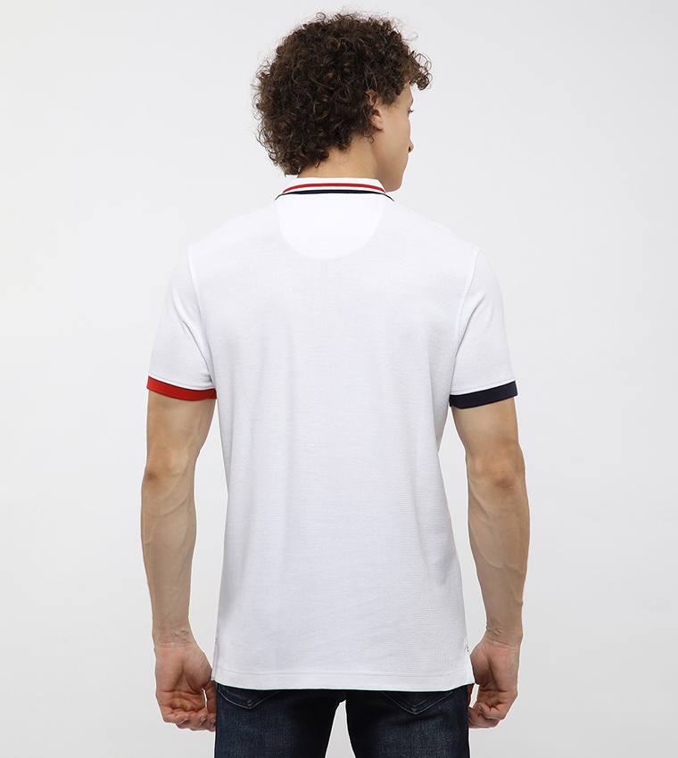 Contrast Tipping Short Sleeves Polo T-Shirt