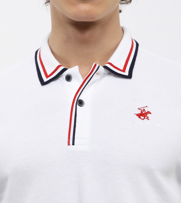 Contrast Tipping Short Sleeves Polo T-Shirt