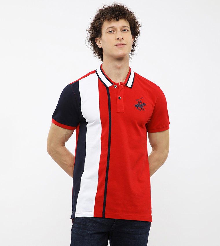 Color Block Short Sleeves Polo T-Shirt