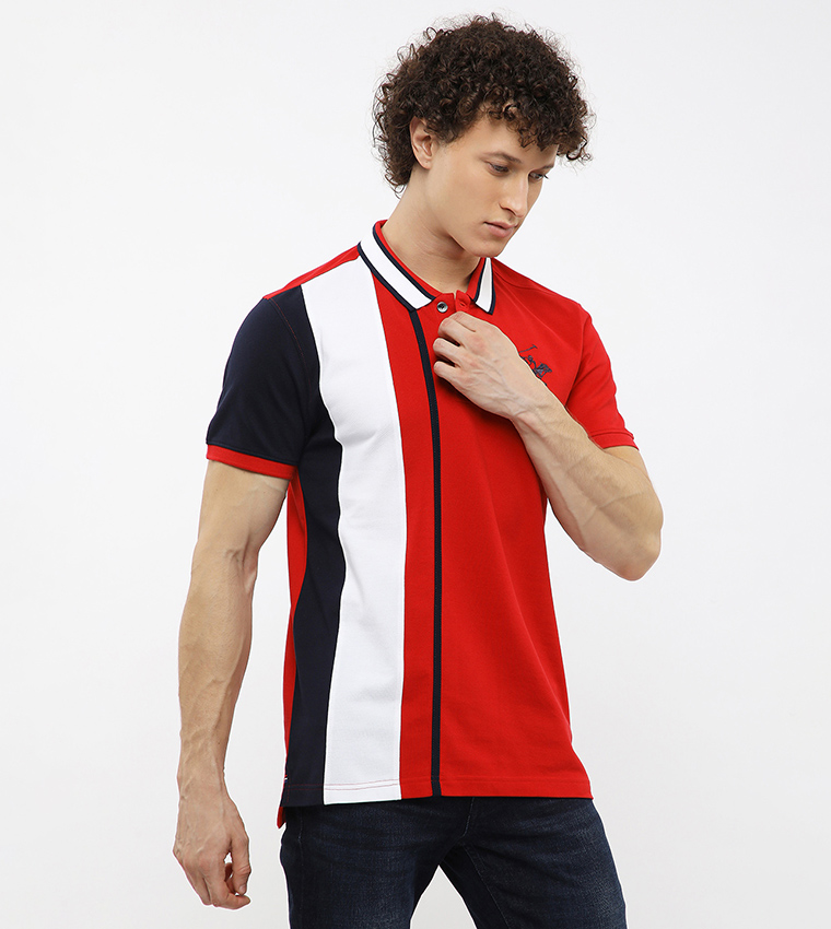 Color Block Short Sleeves Polo T-Shirt