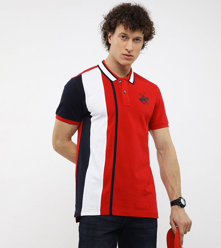Color Block Short Sleeves Polo T-Shirt