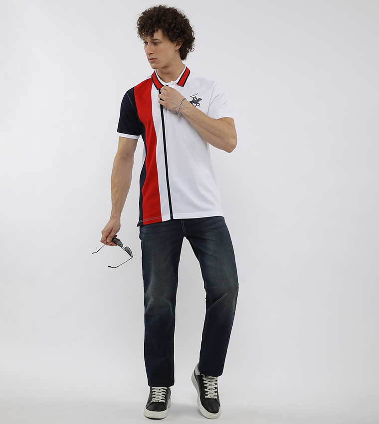 Color Block Short Sleeves Polo T-Shirt