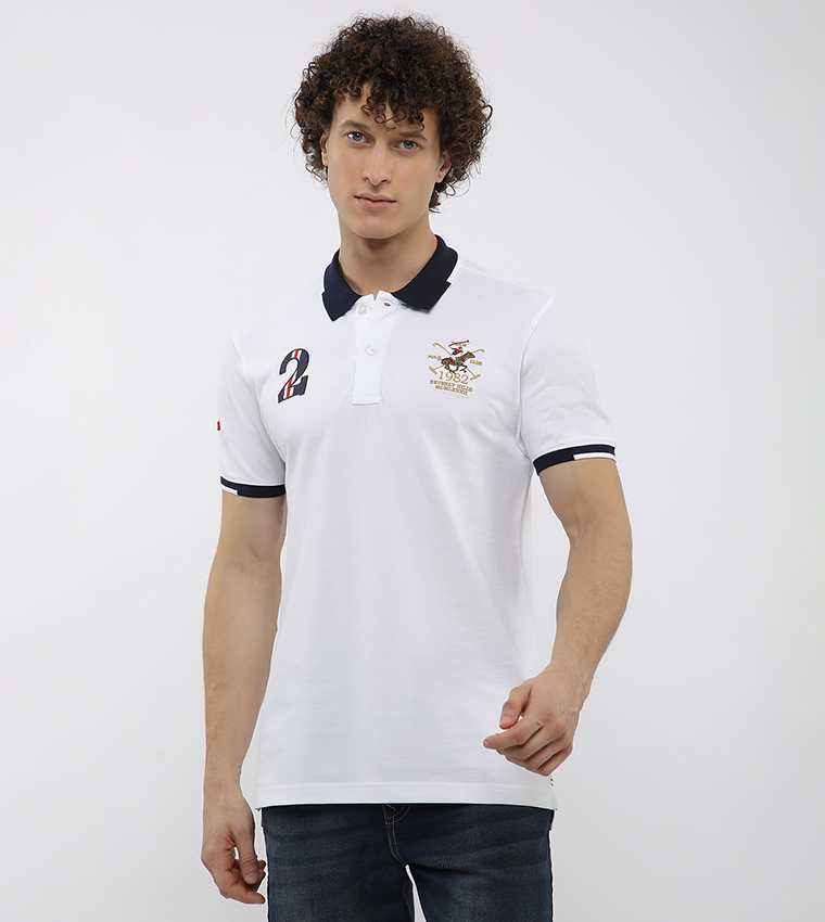 Contrast Tipping Short Sleeves Polo T-Shirt