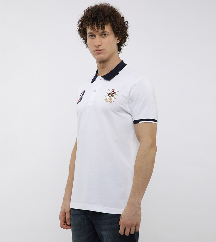 Contrast Tipping Short Sleeves Polo T-Shirt