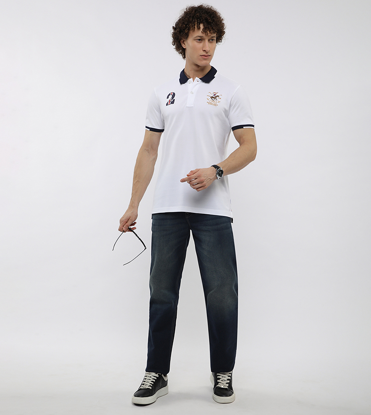 Contrast Tipping Short Sleeves Polo T-Shirt