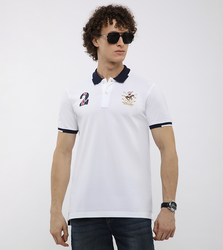 Contrast Tipping Short Sleeves Polo T-Shirt