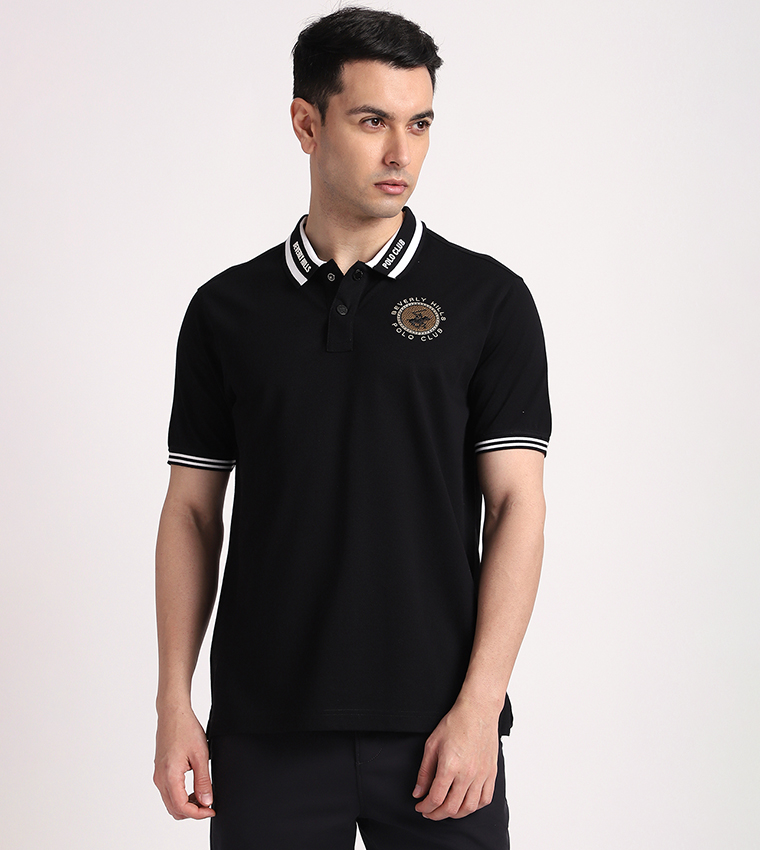 Contrast Tipping Short Sleeves Polo T-Shirt