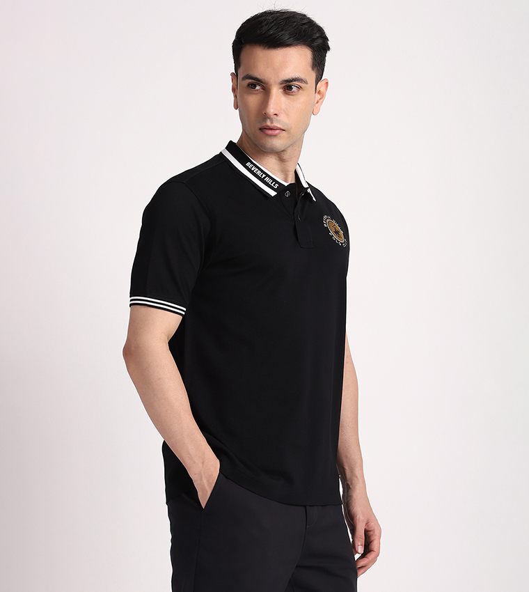 Contrast Tipping Short Sleeves Polo T-Shirt
