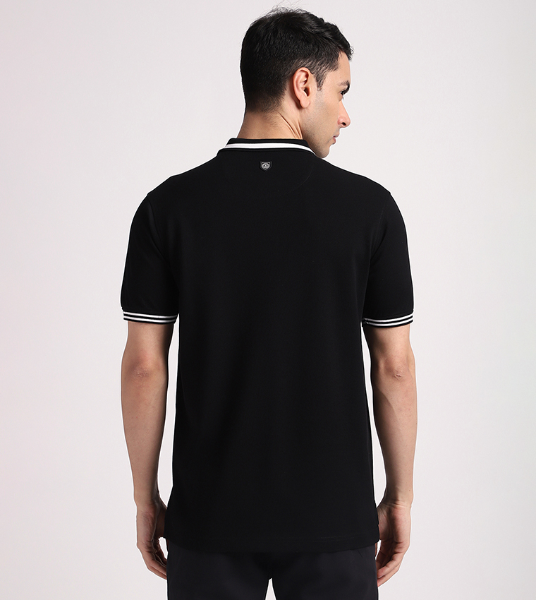 Contrast Tipping Short Sleeves Polo T-Shirt