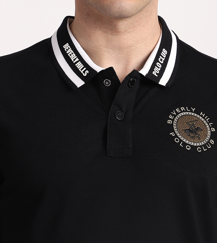 Contrast Tipping Short Sleeves Polo T-Shirt