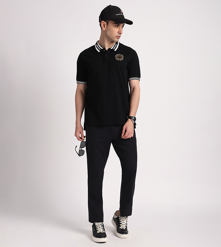 Contrast Tipping Short Sleeves Polo T-Shirt