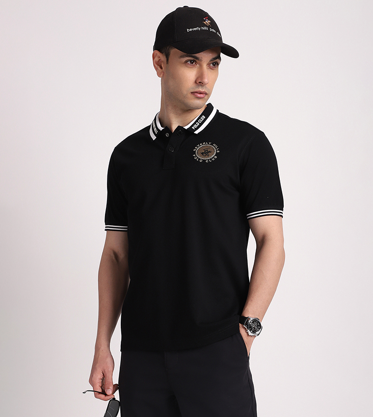 Contrast Tipping Short Sleeves Polo T-Shirt