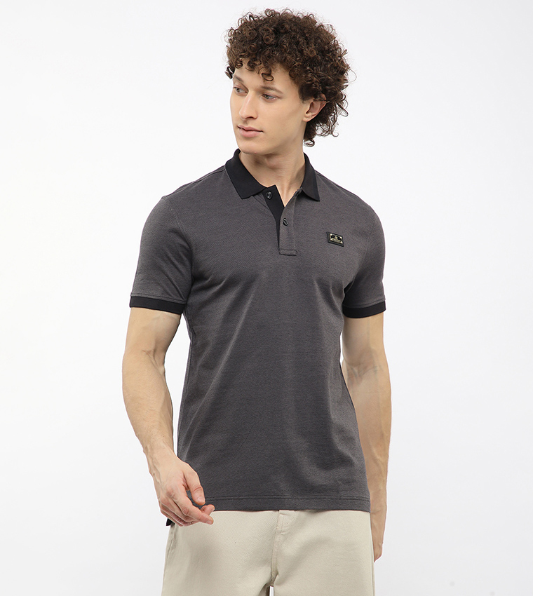 Contrast Tipping Short Sleeves Polo T-Shirt