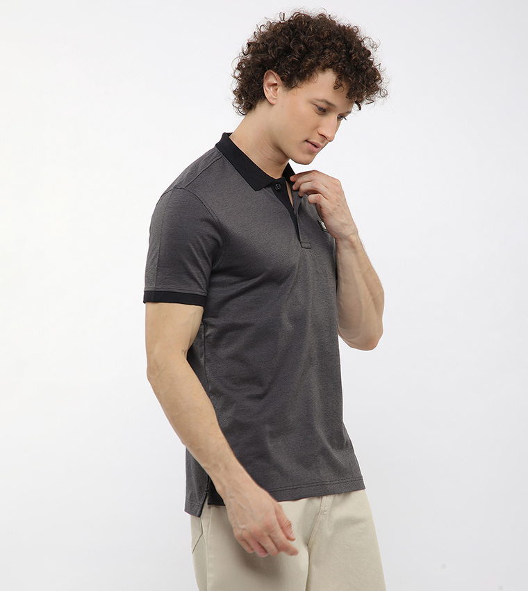 Contrast Tipping Short Sleeves Polo T-Shirt