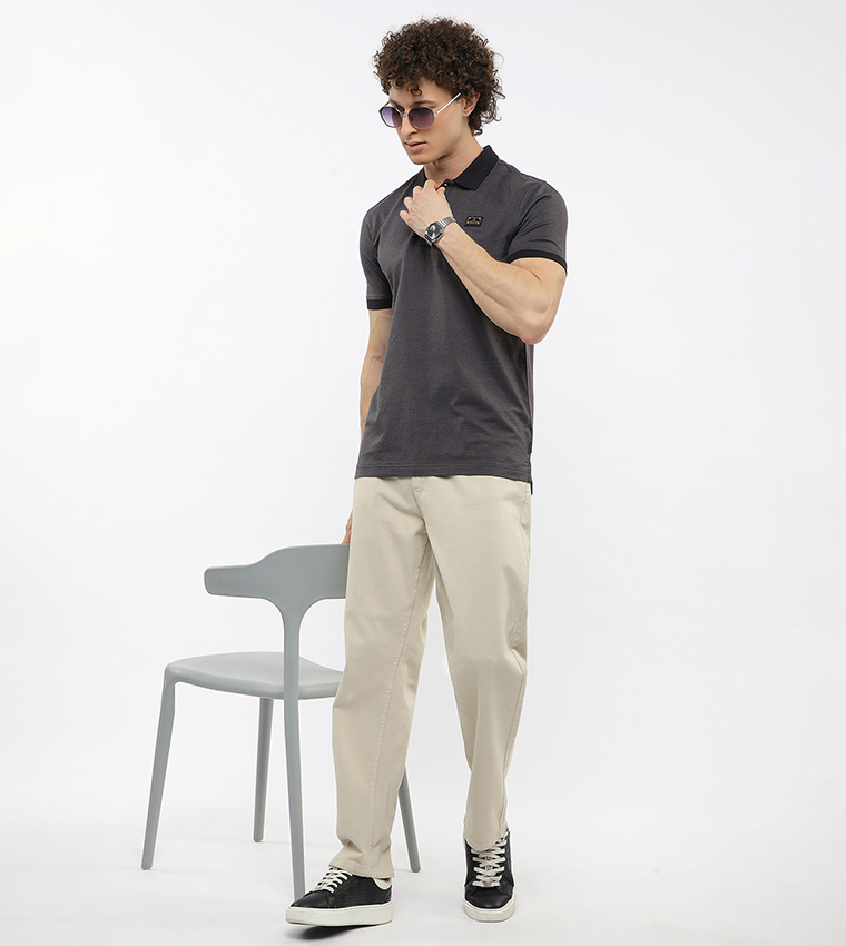 Contrast Tipping Short Sleeves Polo T-Shirt