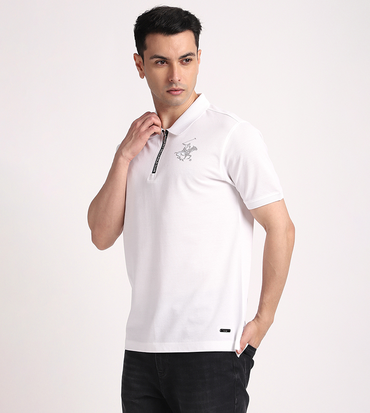 Long Printed Short Sleeves Polo T-Shirt