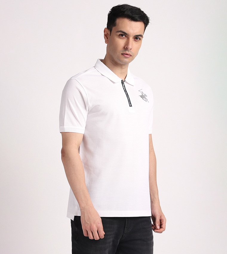Long Printed Short Sleeves Polo T-Shirt