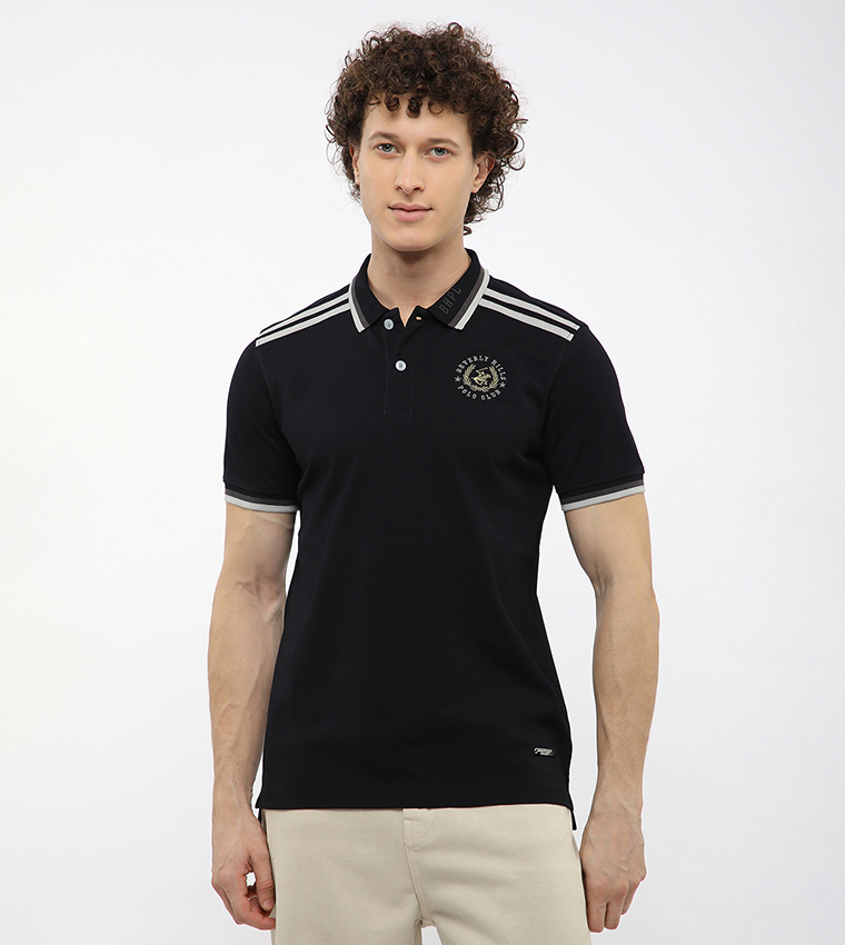 Contrast Tipping Short Sleeves Polo T-Shirt