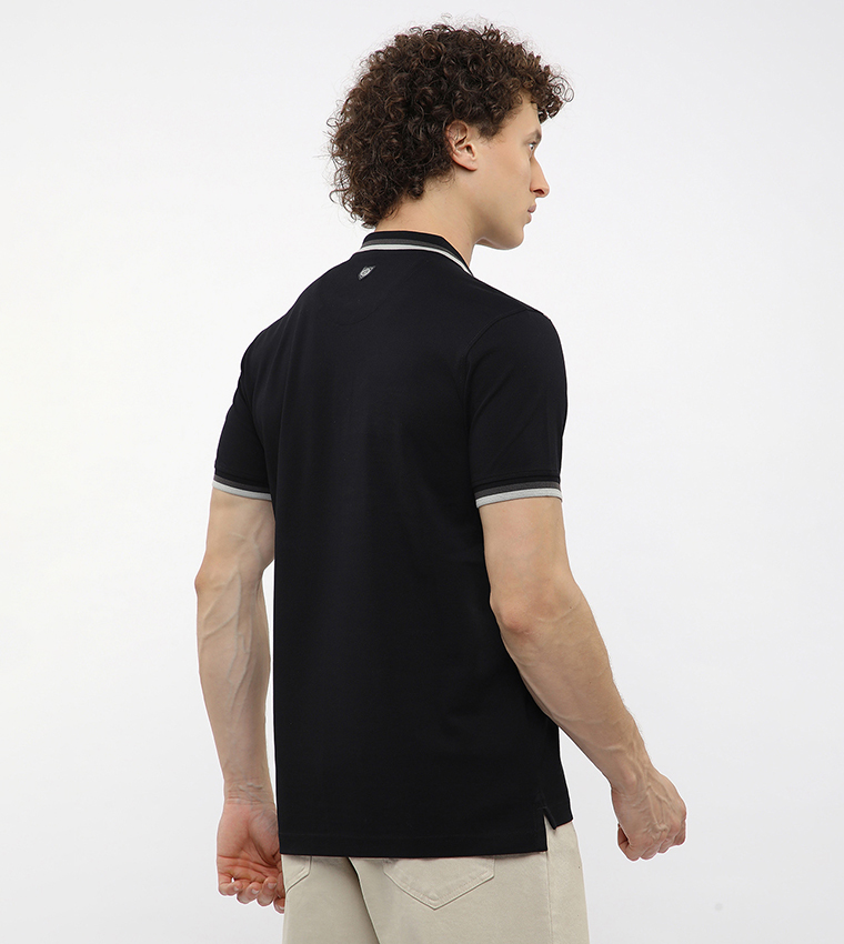 Contrast Tipping Short Sleeves Polo T-Shirt