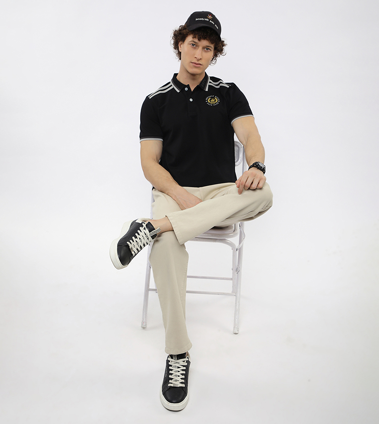 Contrast Tipping Short Sleeves Polo T-Shirt
