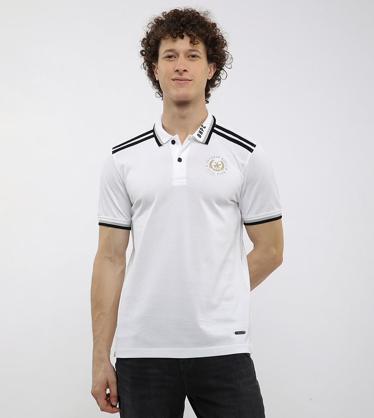 Contrast Tipping Short Sleeves Polo T-Shirt