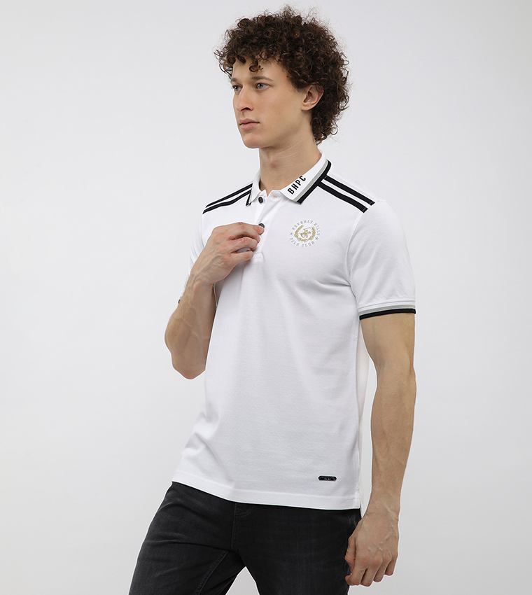 Contrast Tipping Short Sleeves Polo T-Shirt