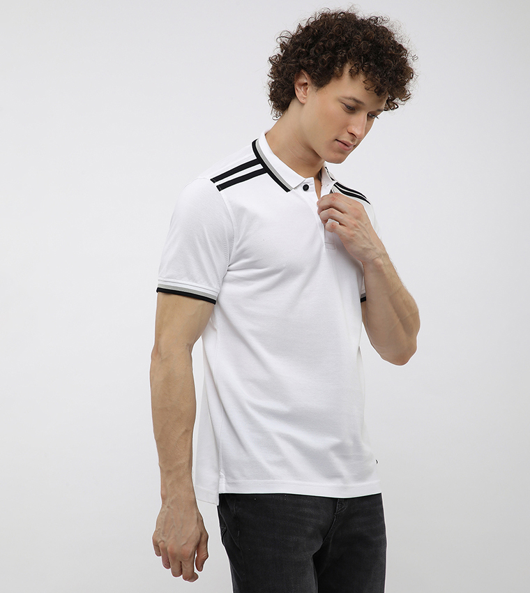 Contrast Tipping Short Sleeves Polo T-Shirt