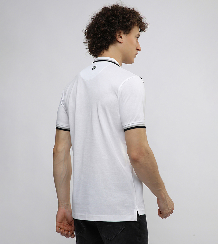 Contrast Tipping Short Sleeves Polo T-Shirt