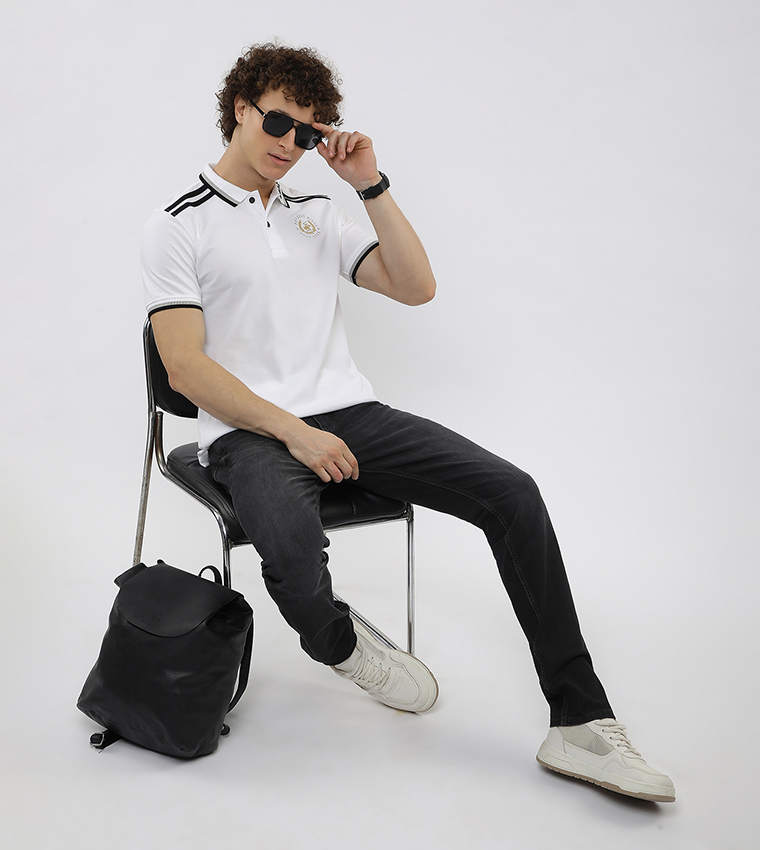 Contrast Tipping Short Sleeves Polo T-Shirt