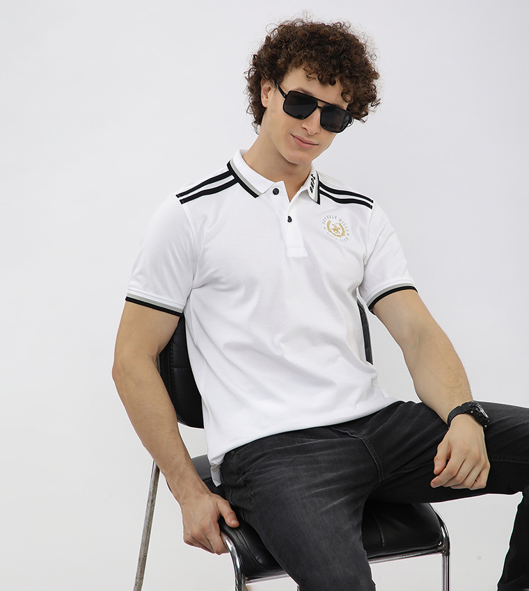 Contrast Tipping Short Sleeves Polo T-Shirt
