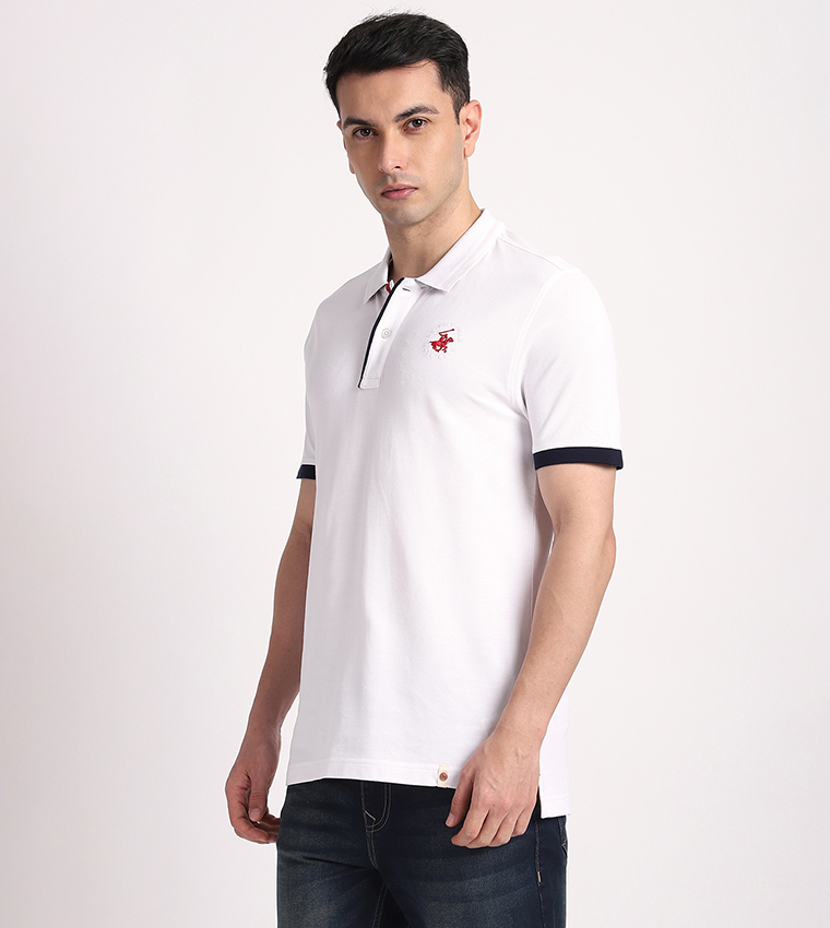 Contrast Tipping Short Sleeves Polo T-Shirt