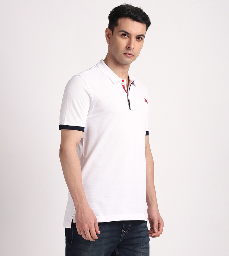 Contrast Tipping Short Sleeves Polo T-Shirt